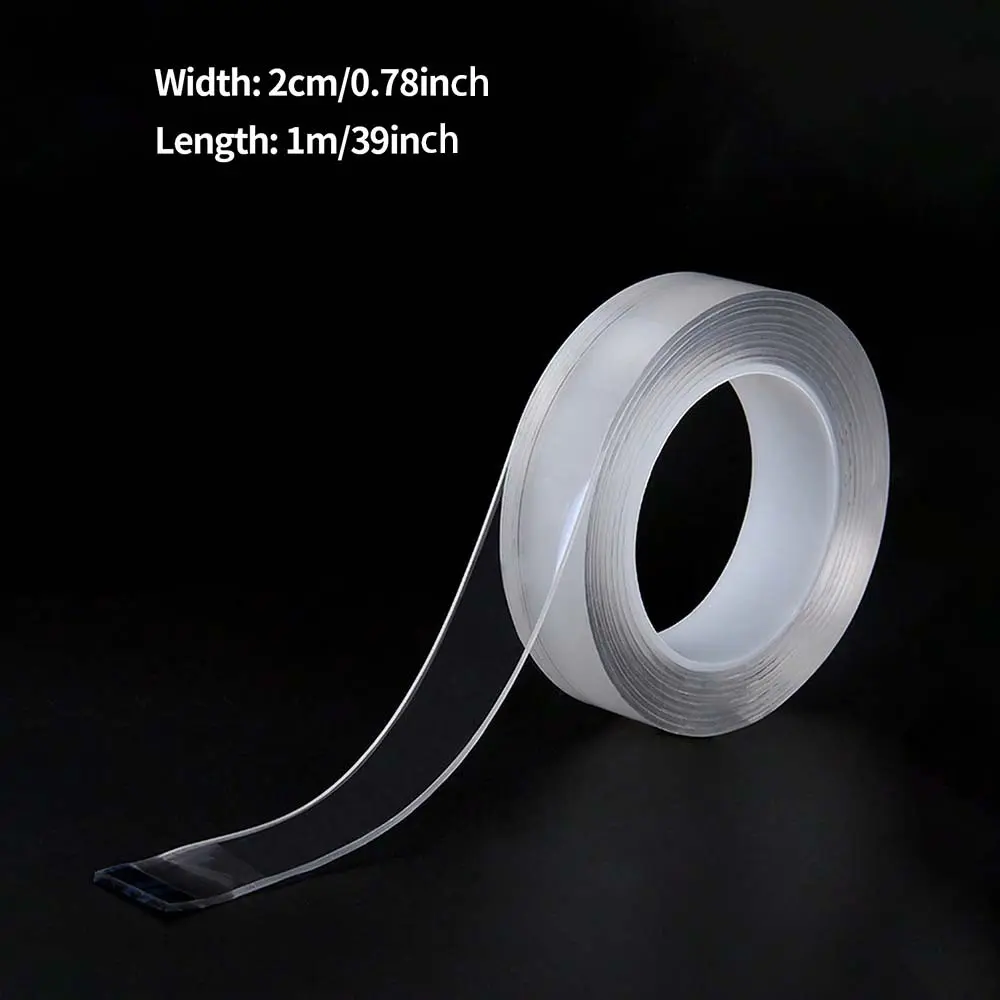 2/3/5m Double Nano Tape, Tracesless Double-Sided Tape, Transparent No-Trace Reusable Waterproof Adhesive Tape, Solid Form, Unvulcanized