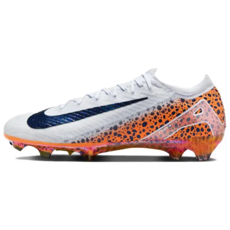 Men's Nike Mercurial Vapor 16 Elite ELECTRIC HG Flyknit Firm Ground Football Cleats - White, Orange, Black Traction-Enhanced Trending Shoes, House White Official Maison Mihara Shoes