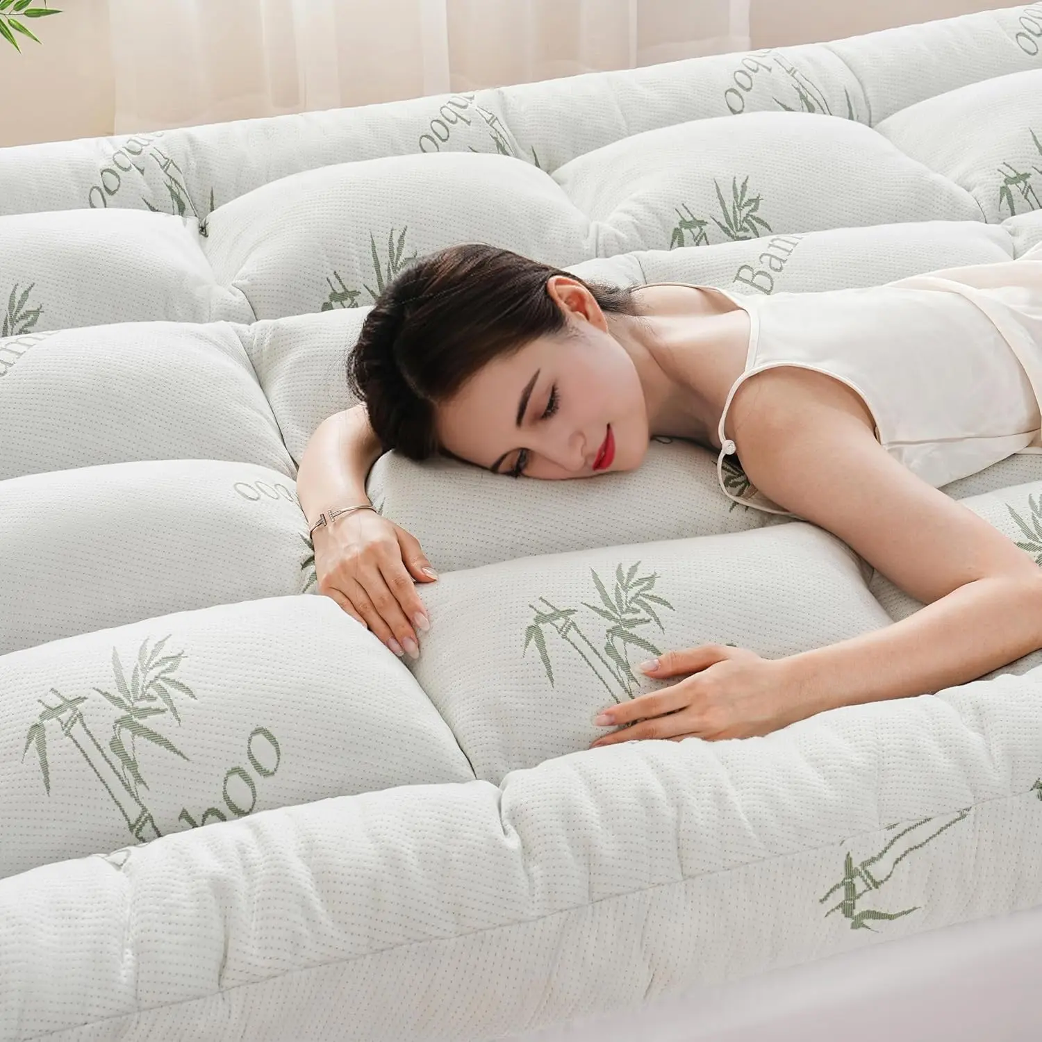 3 Inch  Mattress Topper, Breathable  Viscose Air Layer | Cooling Memory  Mattress Topper for  , 1700 GSM Fill, Deep Pocket Fits 8–21Inch