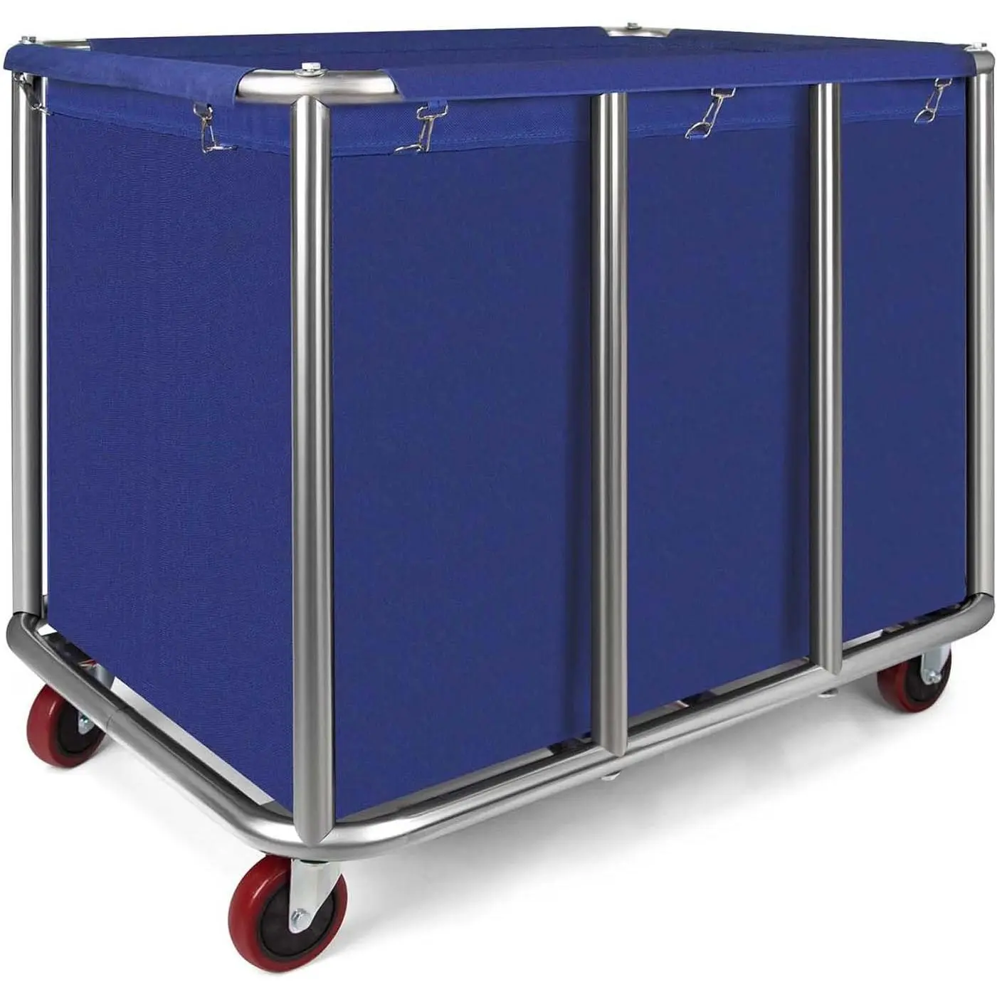 Commercial Laundry Cart with Wheels, 470L Industrial Rolling Laundry Basket, Large Heavy Duty Laundry Sorter with Watertight Oxford Bag & Sturdy Steel Frame for , Hotel, , 440 lbs (Blue)
