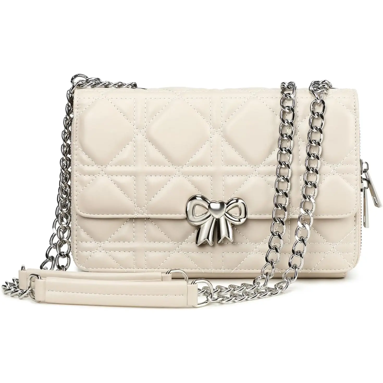 Crossbody Purses for Women Quilted  Bag Medium Chain Purse Trendy Ladies Handbag PU Leather Pocketbooks