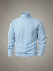 Men's Fall Winter Outfits Warm Knit Sweater for Daliy Wear, High Neck Pullover Long Sleeve Jumper, Casual Sporty Design, Essential Wardrobe Item, Knitted Pullover