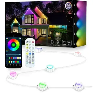Us Permanent Outdoor Light, 100 Feet, 72 Rgbwic Leds, Eave Lamp, Halloween Decor, Christmas Lights, Ip67 Waterproof, Alexa & Google Home Compatible