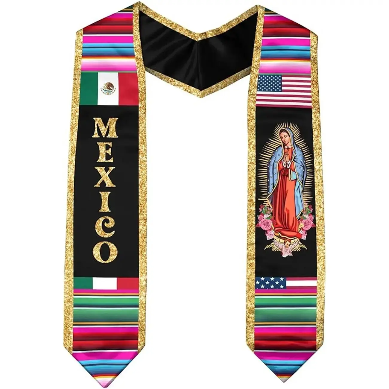 Mexican Graduation Sash, Mexico Graduation Stole 2025,Mexican American Flag Graduation Sash (Style 10)