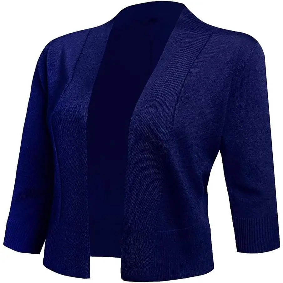 Women's 3/4 Sleeve Cropped Cardigans Sweaters Jackets Open Front Short Shrugs for Dresses
