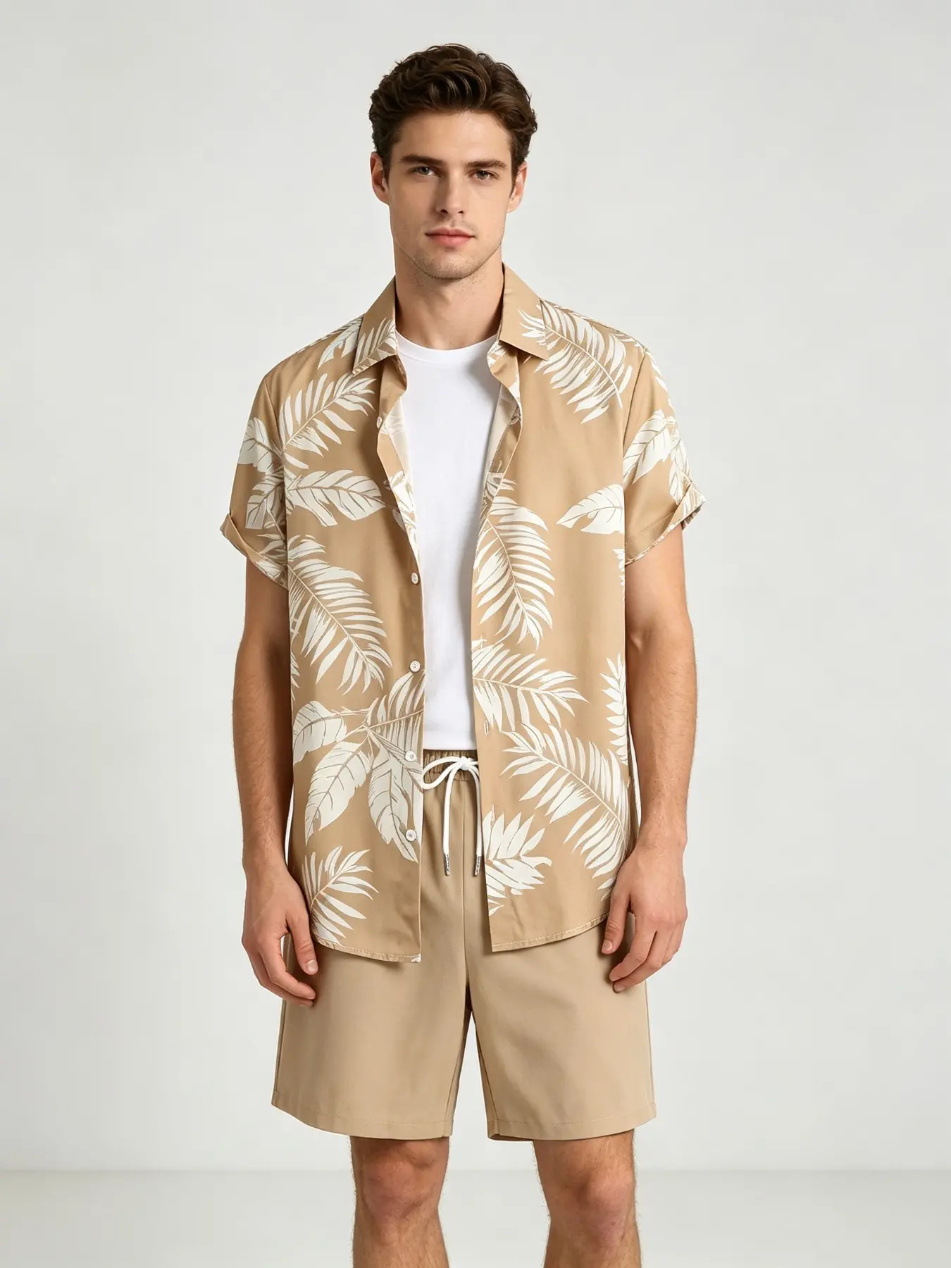 Men's Plant Print Shirt, Tropical Beach Shirt for Men, Hawaiian Style Shirt, Holiday Wear, Summer Fashion, Casual Apparel, Casual Outings Shirt