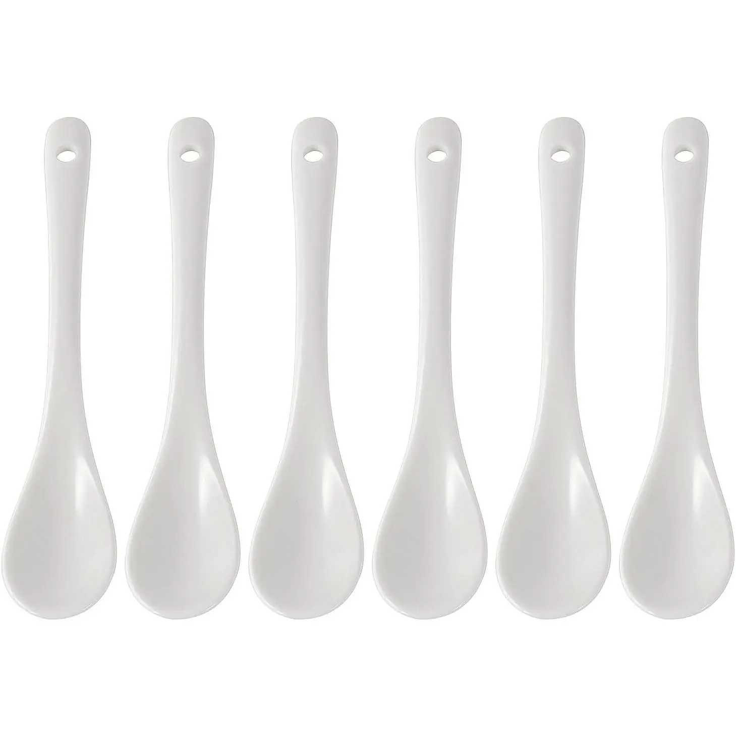 Set of 6  White Porcelain Coffee Spoons for Espresso, , Sauces, and Desserts,(13cm,5.12inch)