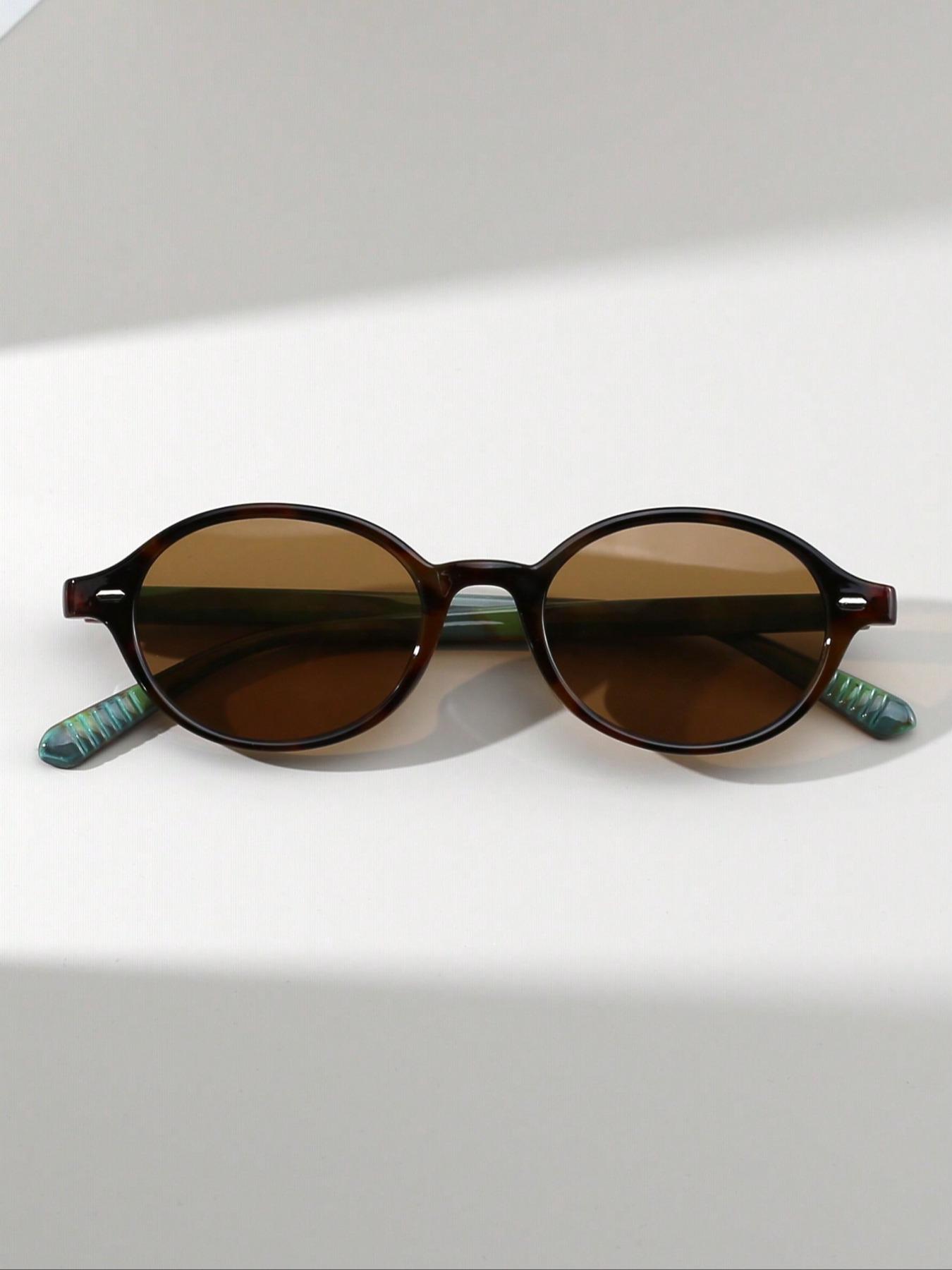 Vintage Rivet Decor Oval Frame Sunglasses, Trendy Casual Full Rim Sunglasses for Everyday Use, Fashion Accessories for Outdoor Activities