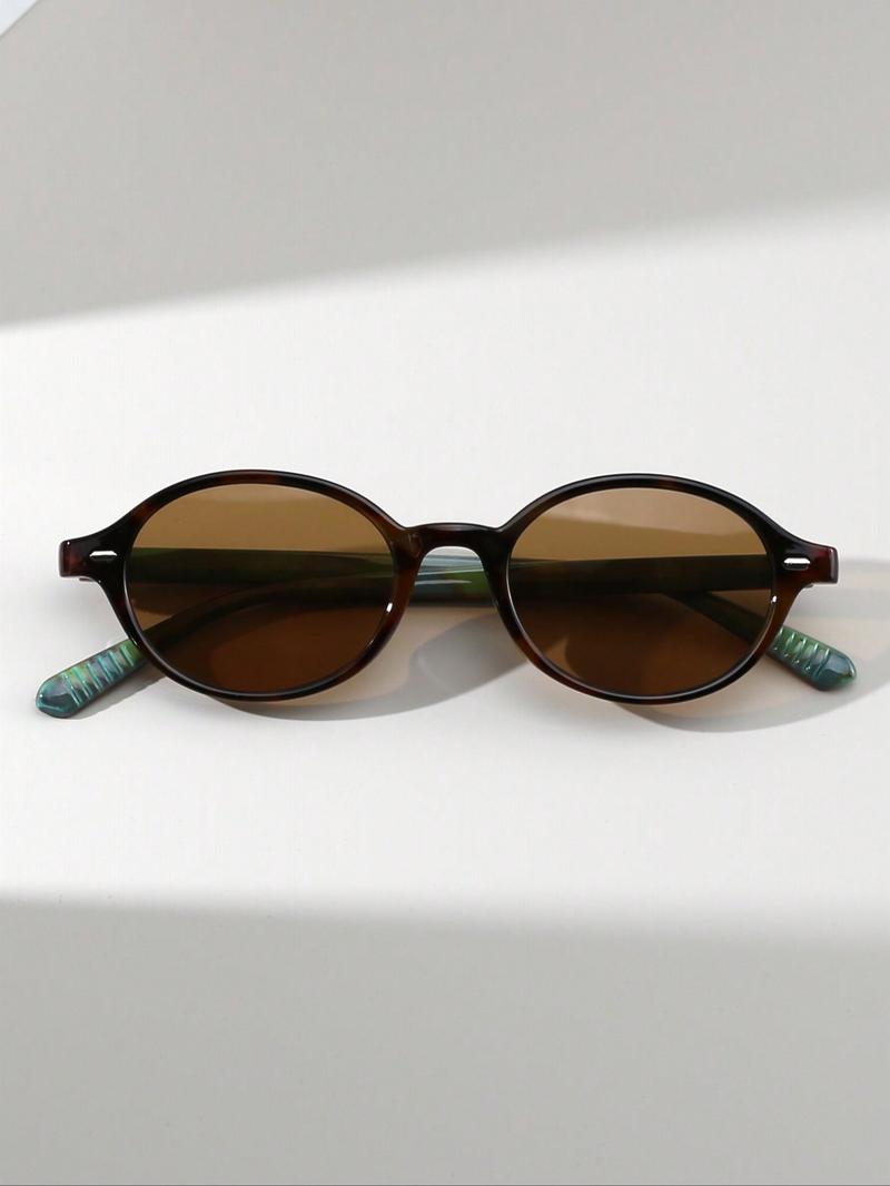 Vintage Rivet Decor Oval Frame Sunglasses, Trendy Casual Full Rim Sunglasses for Everyday Use, Fashion Accessories for Outdoor Activities