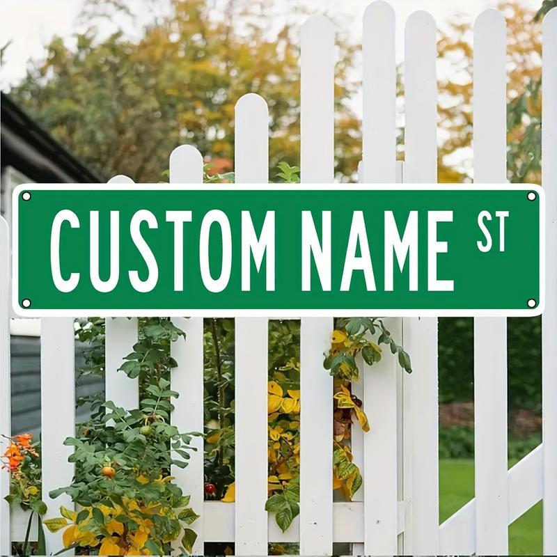 Customizable Aluminum Street Name Sign, 16X4 Inches, Easy Install, Weather-Resistant, Multipurpose Wall Hanging Decor for Home, Bar, Man Cave, Outdoor Use, English Text, 40X10Cm Christmas Decorations