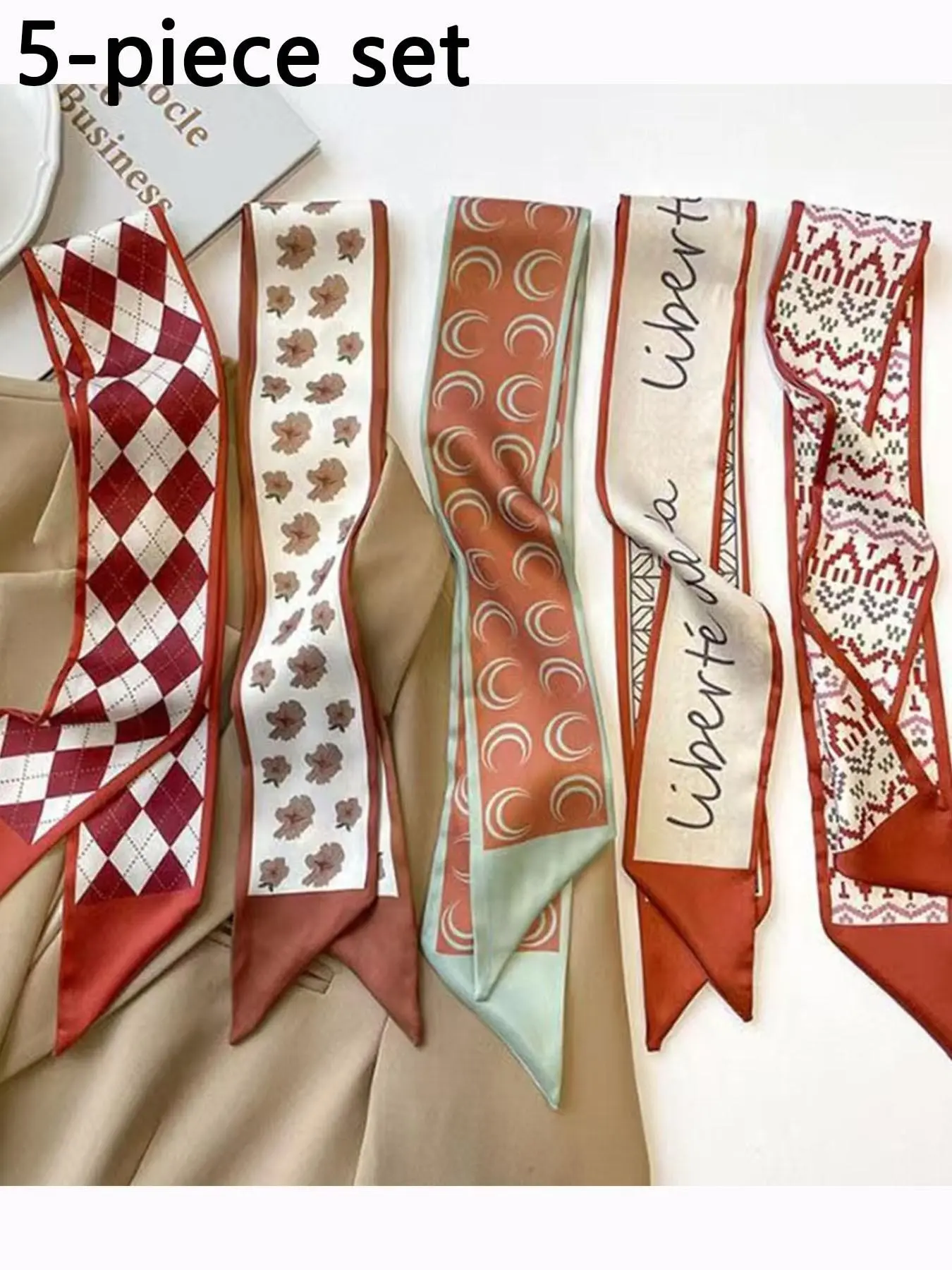 5 Pcs Bag Scarf Decorative Strips, Long Thin Bag Decoration Ribbons, Luxury Atmosphere, Versatile Handbag Accessories, Adjustable Chain Extender
