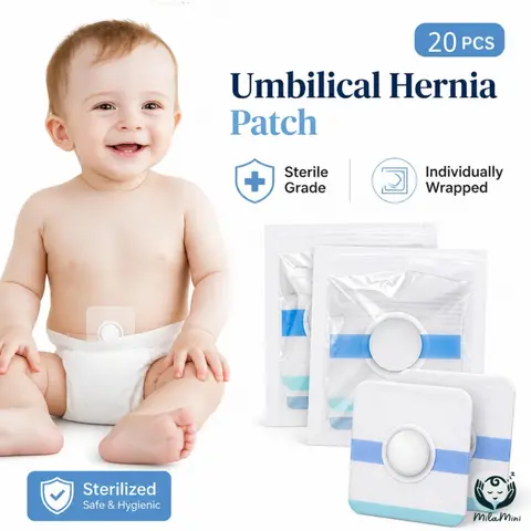 Milamini 10/20PCS Baby Belly Navel Patches, Hernia Patch,Belly Button Shaper with Waterproof Cotton Pads,Umbilical Hernia Belt Baby,Baby Belly Button wrap 8x8cm