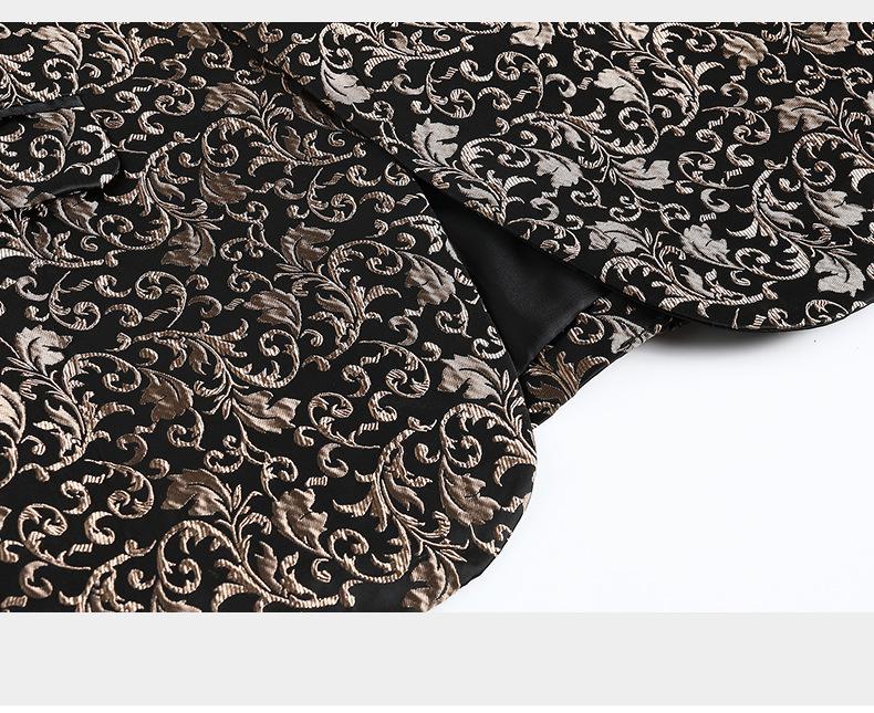 Men's Slim Fit Jacquard Shawl Lapel Suit  Korean Style Business Formal Blazer, Center Vent, Four Seasons Wear