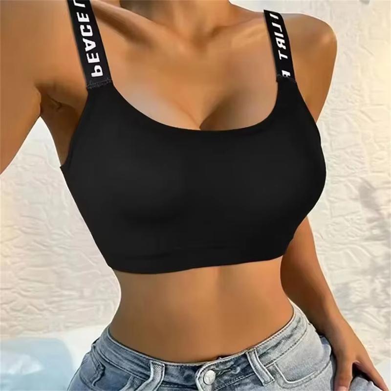 Sports underwear Women Yoga Fitness Seamless Crop Top Wide Letter Straps Comfortable Workout Activewear Non-Wire Beautiful Back Bandeau Anti-Sagging
