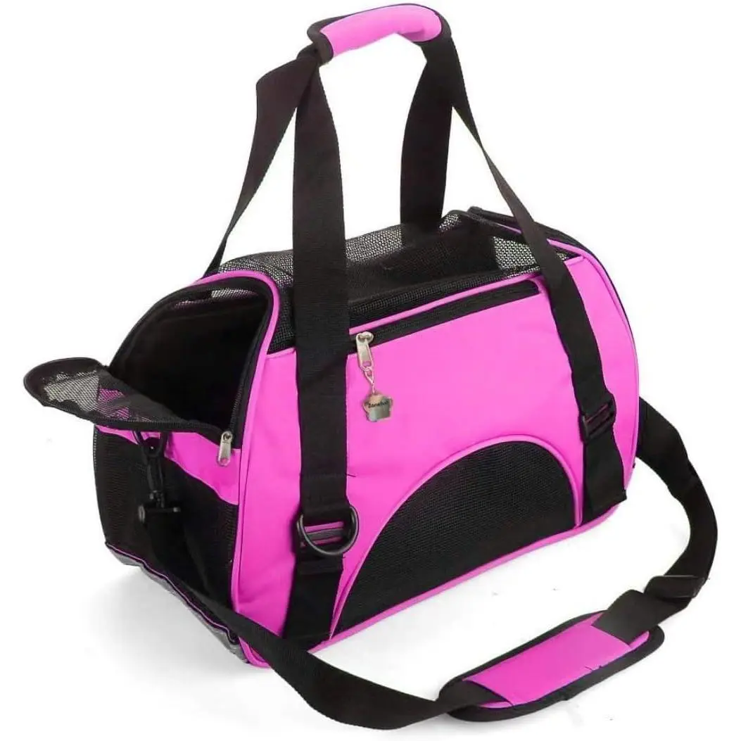 Carrier,Soft-Sided  Travel Carrier for Cats,Dogs Puppy Comfort Portable Foldable  Bag Airline Approved (Small Rosered)