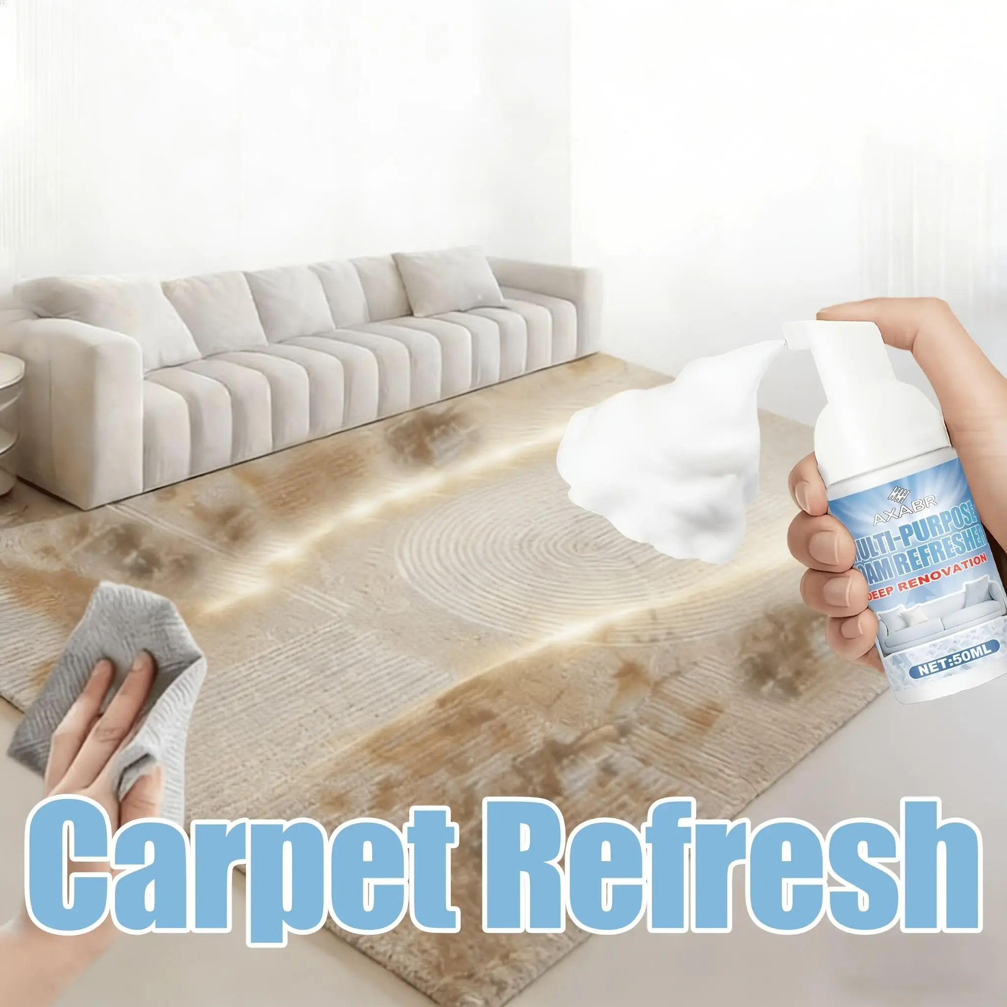 Fresh Softener Spray, Safe Whitening Mist for Pillows, Sofas, Furniture, Clothes, Stuffed Toys, Shoes, No Rinse Needed, Includes Sponge