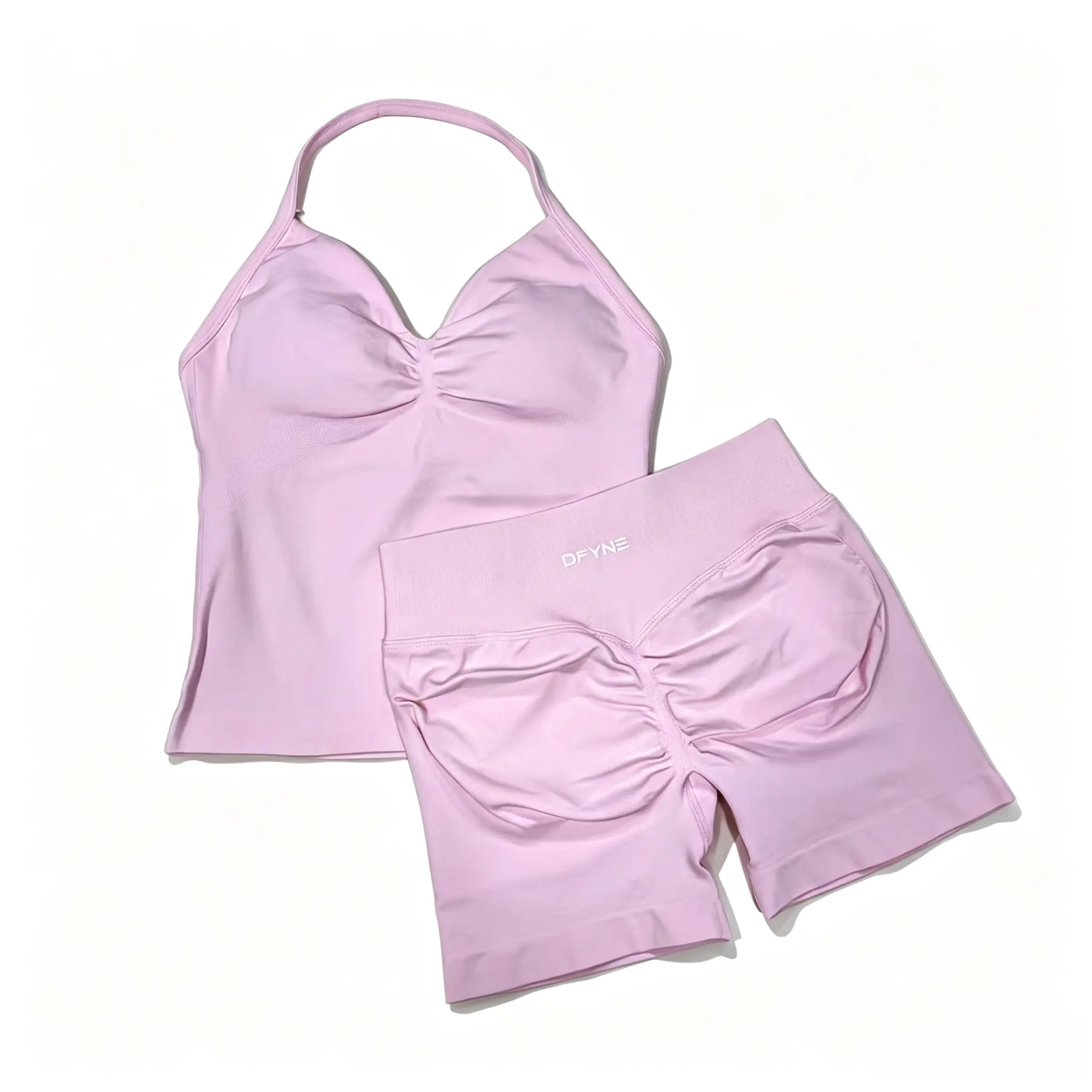 Women's Seamless Yoga Set| High Stretch Matte Nylon Short Sleeve Workout Top & Shorts Outfit
