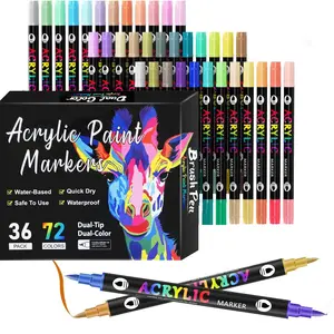 Acrylic Paint Marker Set, Acrylic Marker Pens, 1 Box Double Head Permanent Acrylic Paint Marker, Art Painting Supplies for Rock Painting, Canvas, Wood, Glass, Ceramic, Fabric, Plastic, Eggs, Scrapbook, Drawing Markers