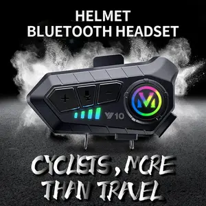wireless motorcycle Y10  Helmet Headset Stereo Voice Control Bluetooth Hands Free Call  2000mAh With Ambient Light