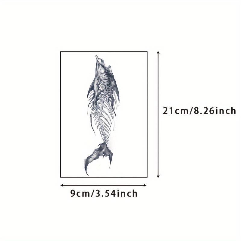 6 sheets Large temporary tattoos men,fake tattoos,Containing English, Shark and Other Elements, and 2 Random Styles, Lasting 7-15 Days, long lasting temporary tattoo arm,Herbal Tattoo Stickers,tatuajes temporales,realistic temporary tattoosn