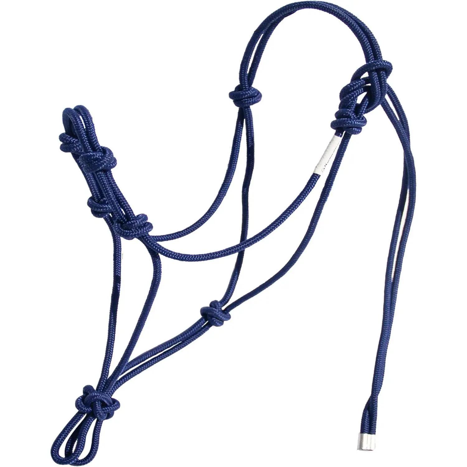 Hand-Braided Nylon Rope Horse Halter - 4-Knot, 1/4in Stiff Durable Weatherproof Equestrian Tack, Bitless Training Tool, Lightweight Adjustable, Minimizes Pressure, Reduces Risk of Rubbing, Secure and Comfortable Fit, Multi-Size Grooming Equipment