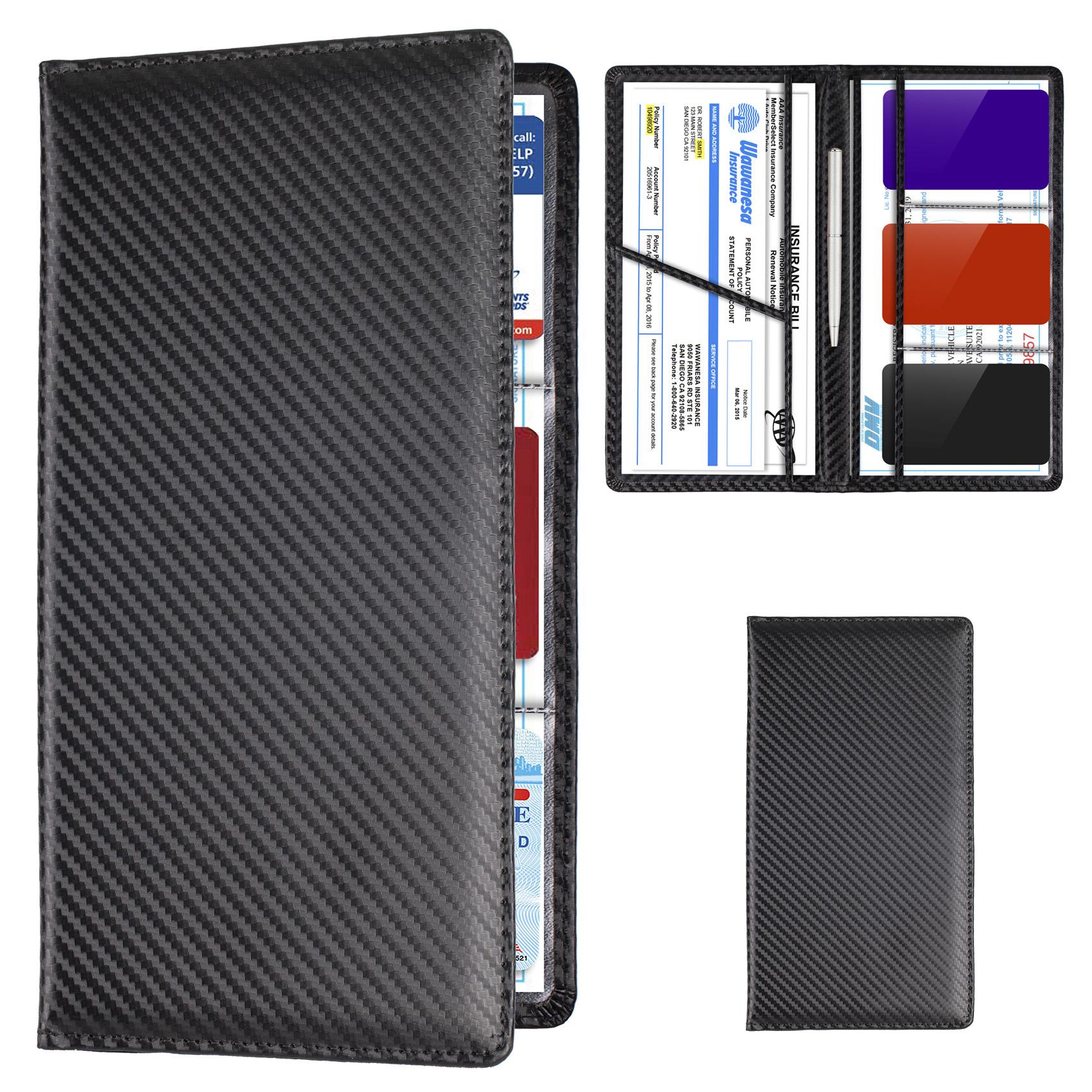 Car Registration & Insurance Card Holder, Vehicle License Document Compartment Card Holder, Interior Car Accessories for Women Men Teens, Travel Document Holder