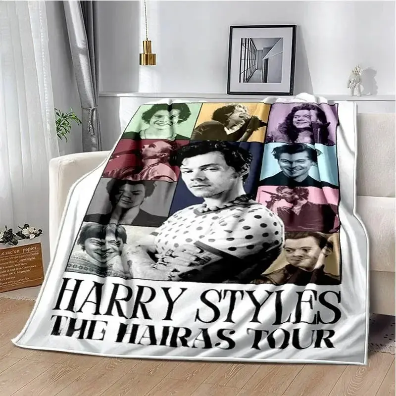 Harry Styles Singer Flannel Throw Blanket - 40x30in, Wrinkle Resistant, Breathable, Cooling, Durable, Fade Resistant, All-Season Soft Cozy Blanket for Bedroom, Sofa, Music Fan Gift, Living Room Decor, Multi-Size