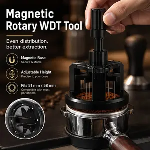 WDT Tool,Adjustable Espresso Distribution Needle Coffee Needle Distributor Rotating Magnetic Stirrer 51MM 53MM 58MM with 10 Needles for Coffee Powder Distribution Barista Tools Espresso Additions.