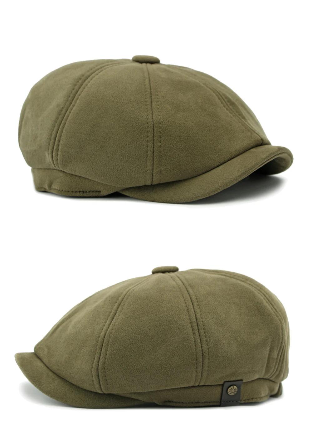 HT4580 Berets Men Women Hot Sale Suede Beret Cap Solid Octagonal Flat Cap Male Female Autumn Winter Hat Artist Painter Beret Hat