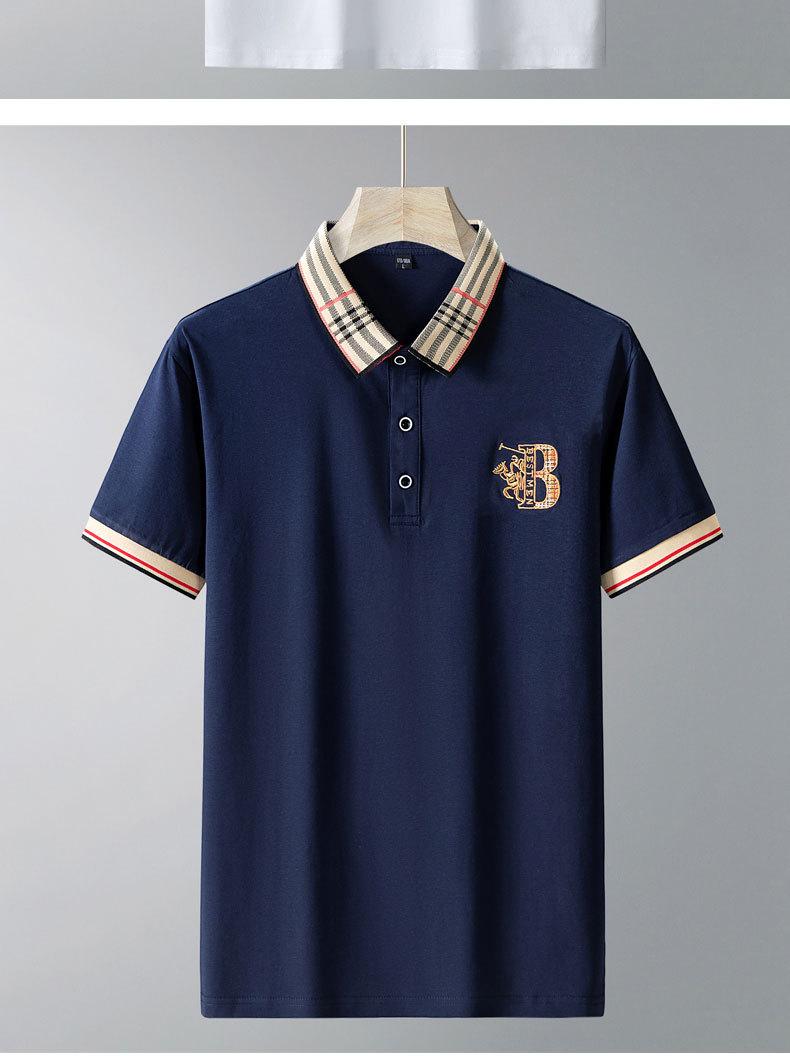 New Summer High-Quality Pure Cotton Men's Polo Shirt Solid Color Embroidered Lapel Top