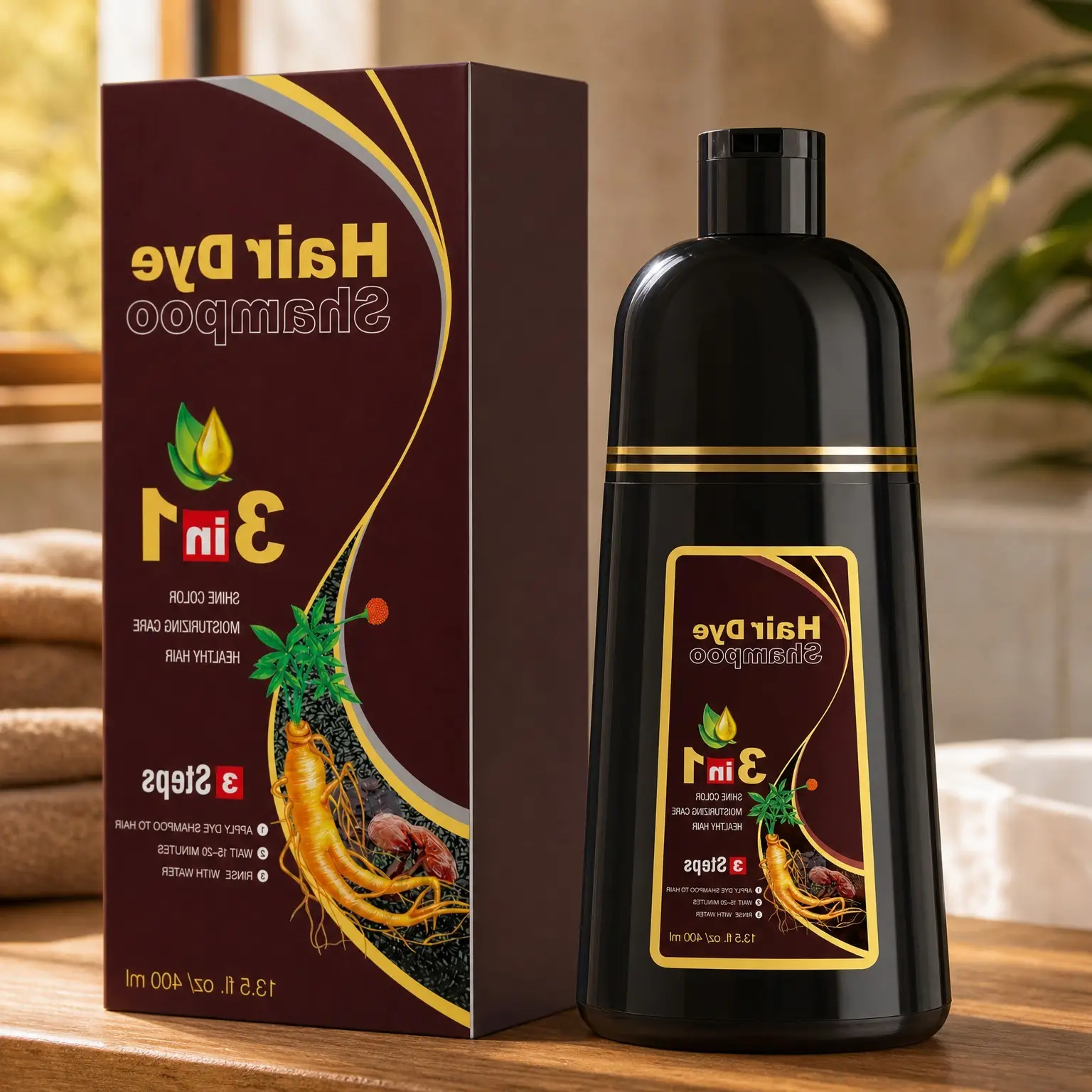 Dark Brown Hair Dye Shampoo for Gray Hair, Men & Women (13.5 Fl Oz)Gift