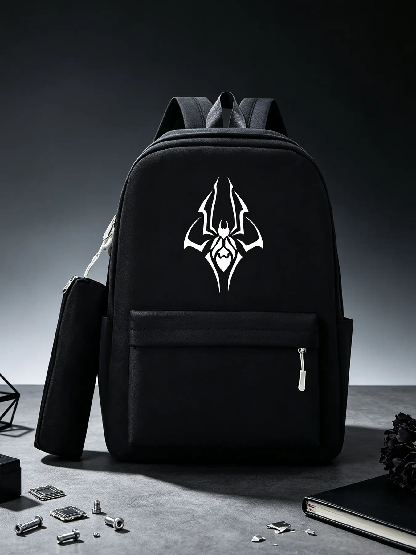 Spider Print Fashion Backpack, Unisex Large Capacity Laptop Bag, Business Work Rucksack for Work Travel, Holiday Gift for Men Women, Commuter Backpack