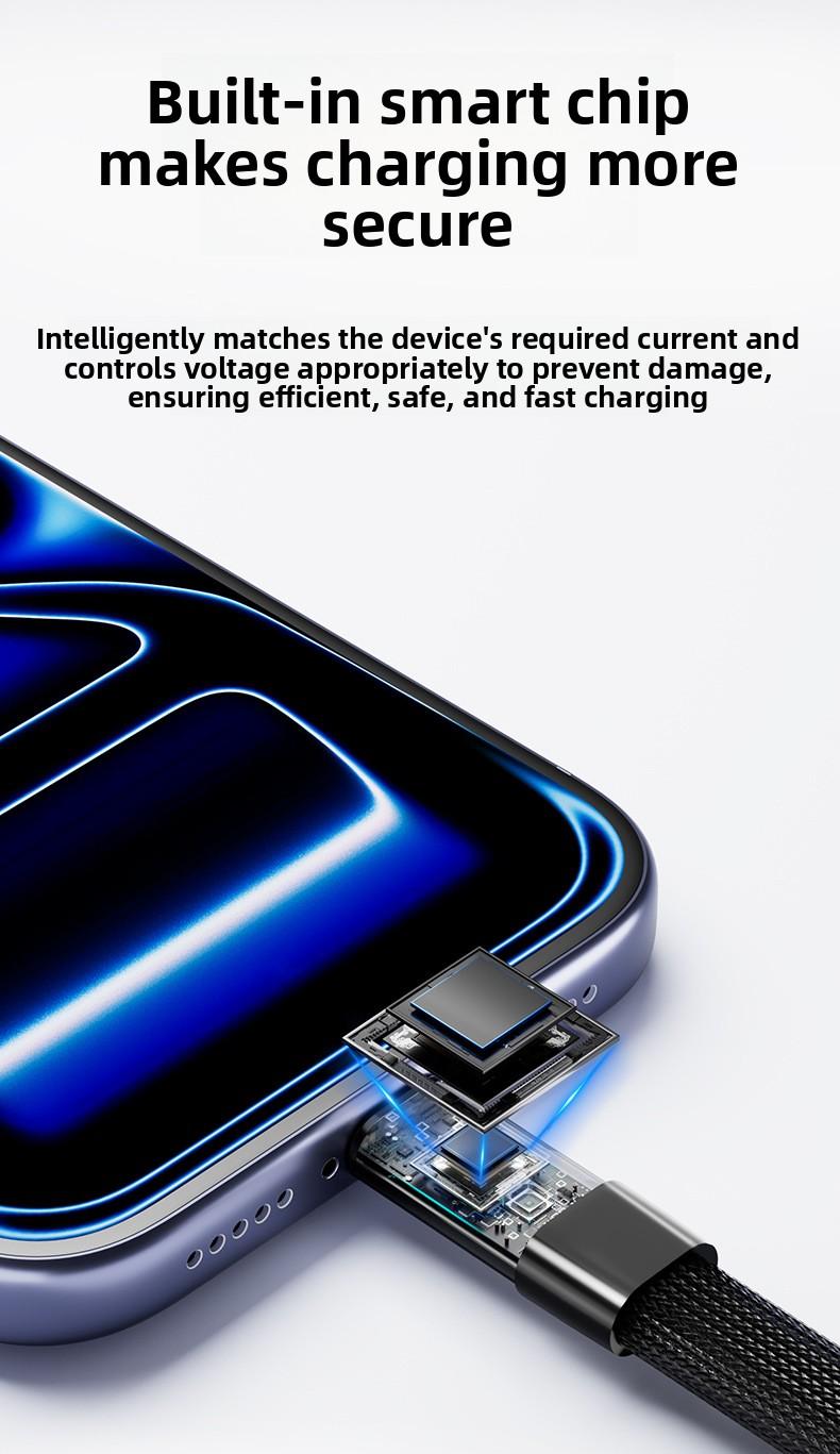 Creative Party gifts Zinc Alloy Bracket Data Cable Suitable for Apple and Samsung Dual Type-C Fast Charging CableInvisible Stand Type-C Charger Cable, 240W Super Fast Charging 2-in-1 Charging Cord & Phone Holder for Gaming, Office, Car Travel – Black