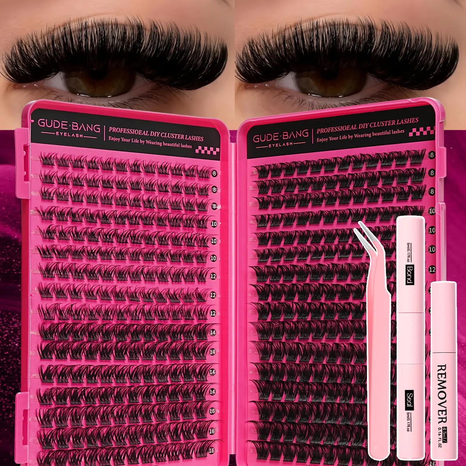 Natural False Eyelash Set, Curl False Eyelashes, Anime Lash Clusters, C Curl, 8-16mm, Thick, Delicate & Lightweight, Super Soft, Reusable, Individual Lashes, Suitable For Travel, Daily Wear (Beginner Friendly), Wedding, Date, Party