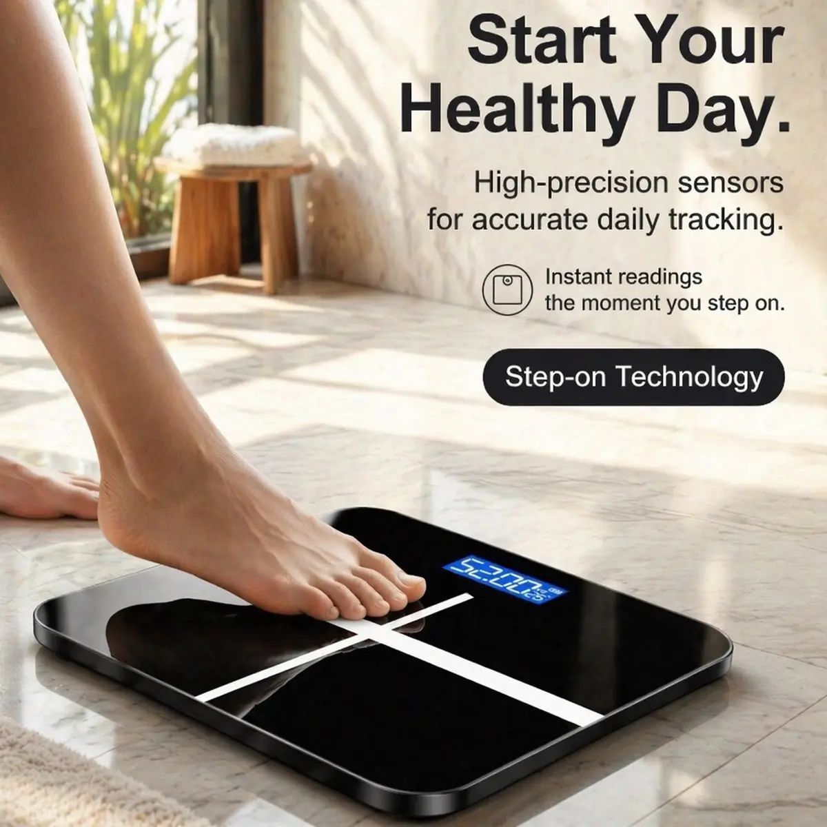 Large Platform Tempered Glass Digital Bathroom Weighing Scale, High-Precision LCD Body Weight Scale with Temperature Sensor, Max Weight 180 kg/400 lb for Home Fitness Accurate Digital Scale, Scales for Body Weight