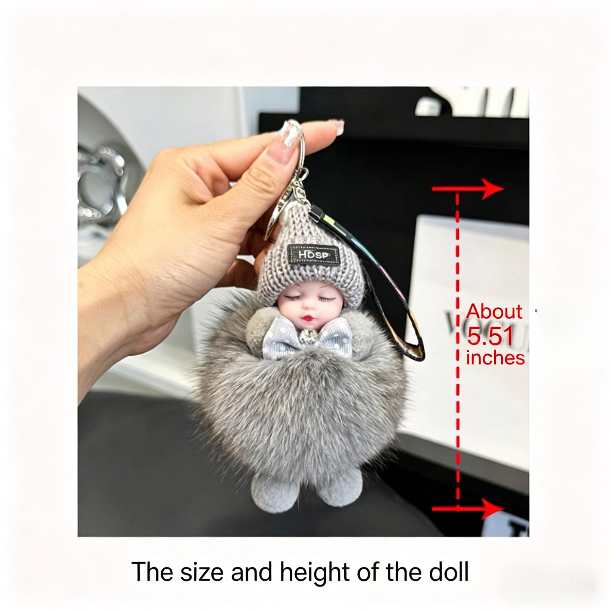 Plush toy car keychain pendant, cute stuffed doll, backpack accessory, couple's gift