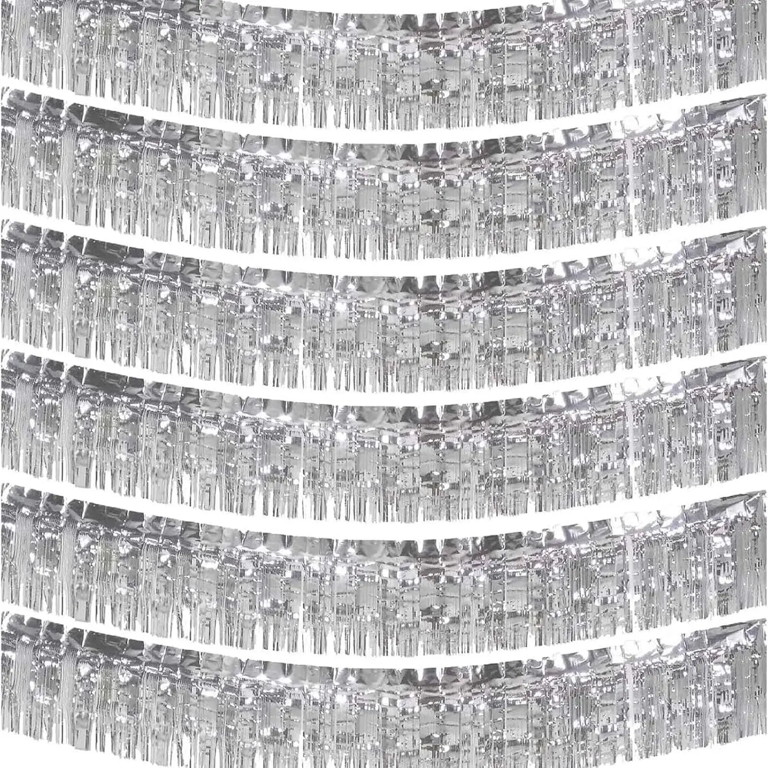 6 Pack 10   Foil Fringe Garland Metallic Tinsel Banner Wall  Fringe Curtain Glitter Backdrop Banner for Parade Floats Birthday Bachelorette  Party Decorations