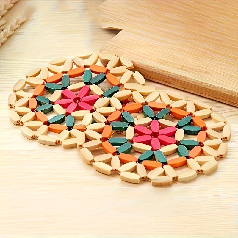 8pcs Bamboo Decorative Tripod Coasters - Heat-Resistant, Hollow Pattern Insulation Pads for Hot Tableware, Kitchen Accessory Organizers (15cm/5.91in)