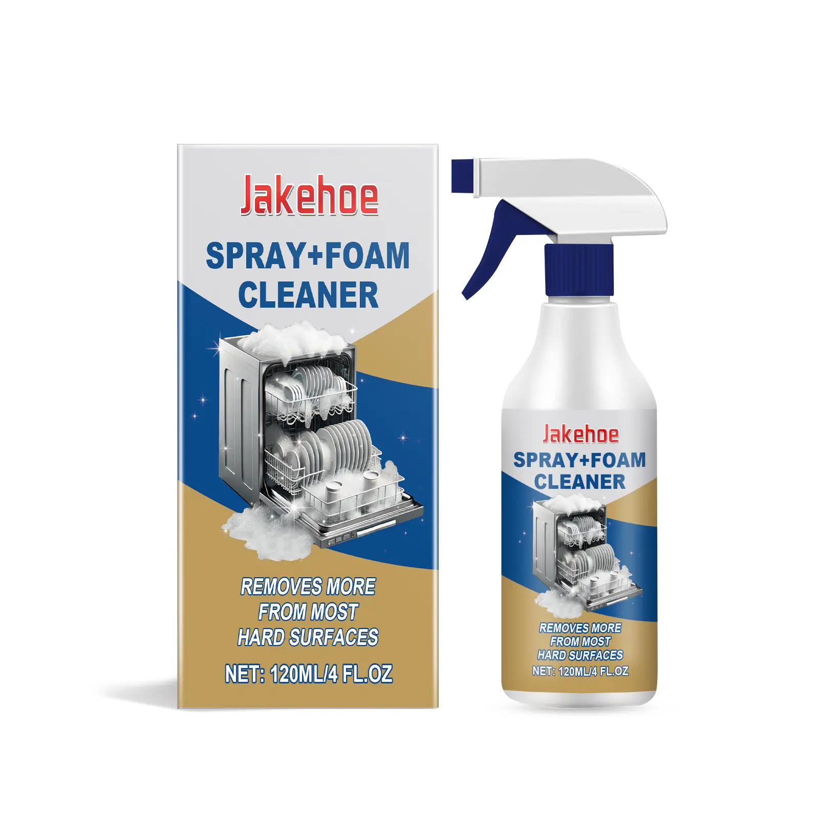 Jakehoe 120ml Household Dishwasher Foam Cleaner - Cocamidopropyl Betaine, EDTA Disodium, Sodium Bicarbonate Formula, Stain & Grease Remover, 3-Year Shelf Life, Indoor Home Care Cleaning Agent (Single Bottle)
