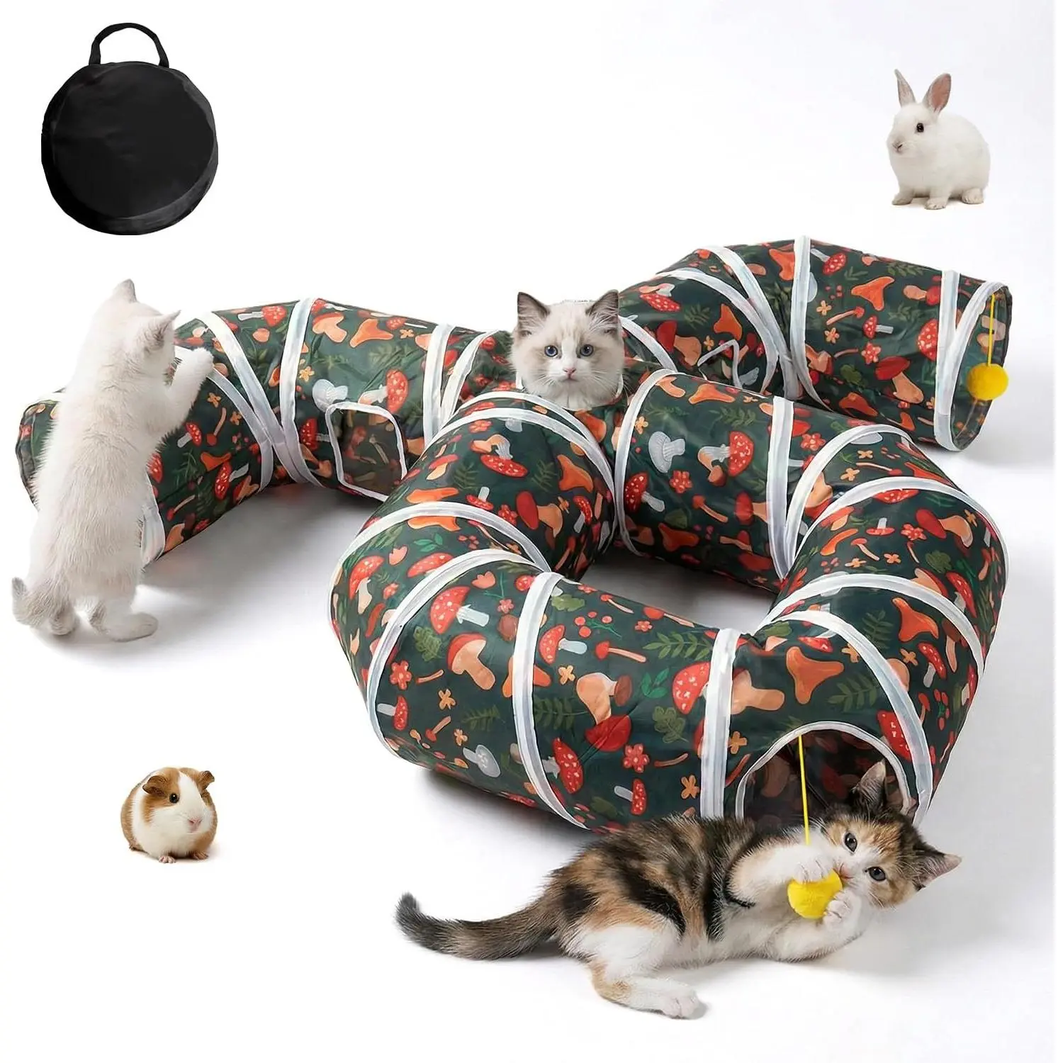 Tunnel for Indoor Entertainment, -Resistant  Play Tube with Play Ball, Collapsible  Tube with Interactive Peephole, Ideal for Kittens Puppies Rabbits (Octopus-Shaped)