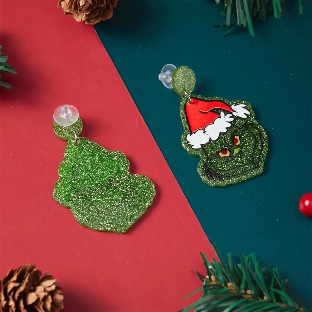 2026 Christmas Earrings Classic Cartoon Series Metal Acrylic Drop Earring for Woman Girl New Year Christmas Party Gift