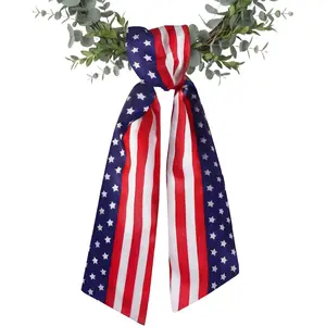 Patriotic Wreath Sash for Front Door, Double Sided Satin 5" W x 55" L, Stars and Stripes American Flag Ribbon for 4th of July Memorial Day Decorationfidget toys