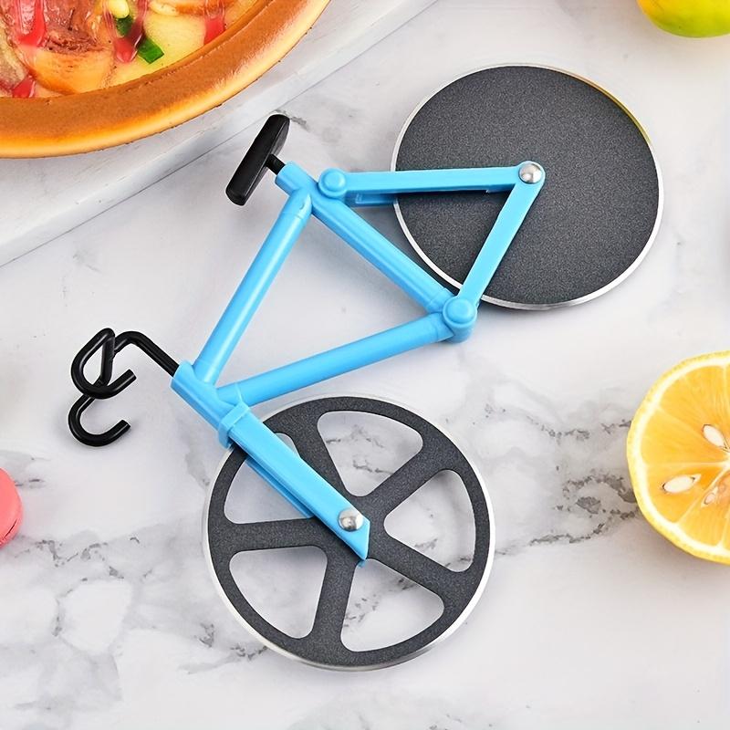 1 piece bicycle pizza cutter, creative roller pizza cutter, double-wheel pizza cutter, pizza slicer, cake cutter