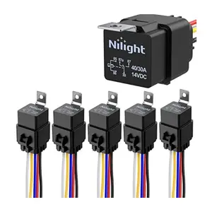 Nilight 5-Pack 14V Waterproof Relays with Harness Set, Heavy-Duty 40/30A 12/16 AWG Tinned Copper Wires, Copper Coil, 5-PIN SPDT for Garage Lighting, Electrical Installations