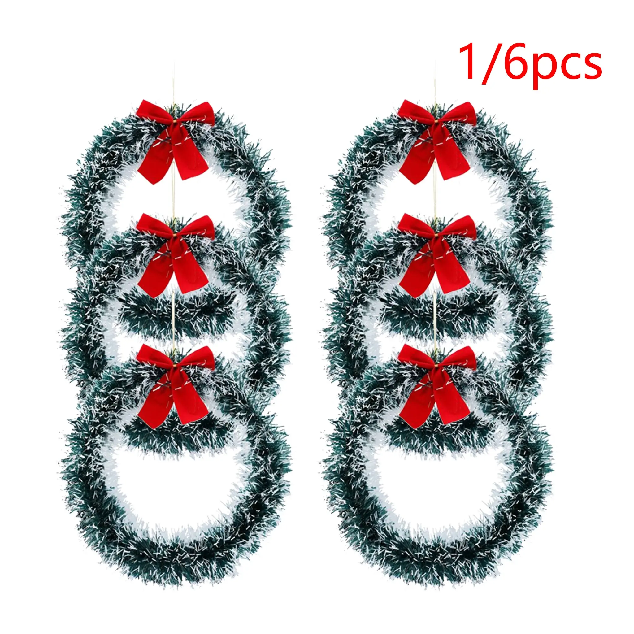 6 Piece Christmas Front Door Bow Winter Wall Decor, Kitchen Decoration, Artificial Home Decor, Holiday Indoor Window Ornament
