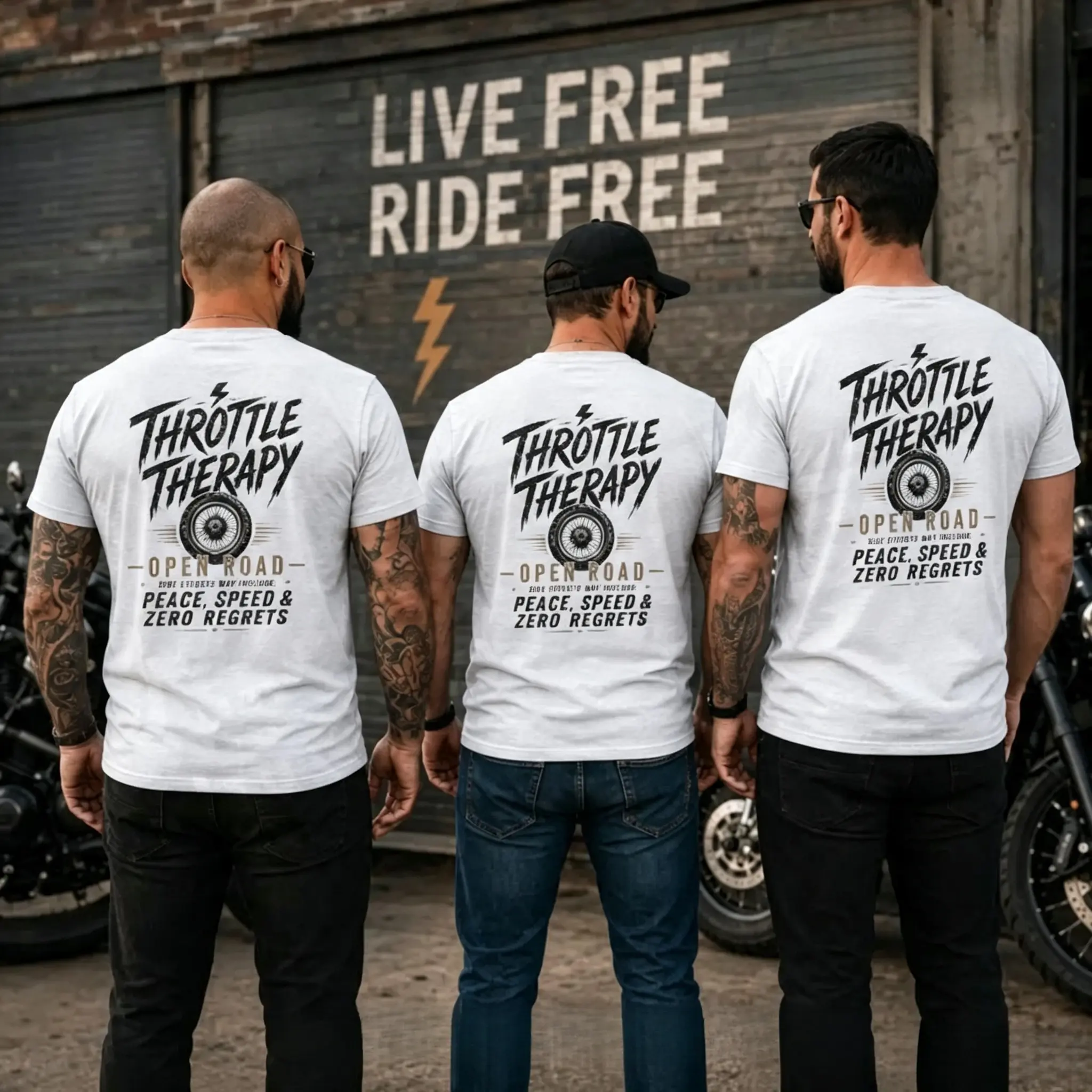 Throttle Therapy Motorcycle Shirt, Biker T-Shirt for Men, Open Road Rider Tee, Peace Speed Zero Regrets Shirt