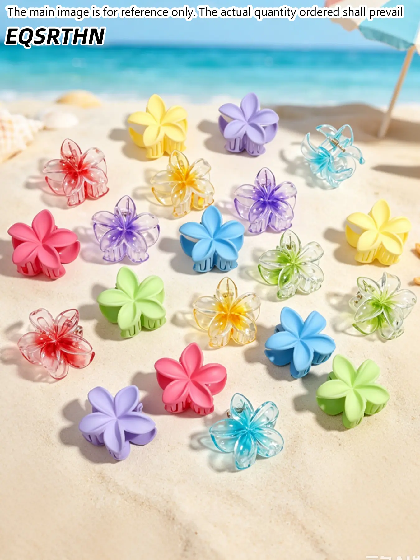20 Pcs Multicolor Transparent Gradient Plumeria Flower Shaped Hair Claw Clips, Hawaiian Flower Hair Clips, Bohemian Tropical Summer Style Non Slip Strong Grip Floral Hair Clamps, Versatile Hair Styling Accessories Suitable For Beach Getaway Trips