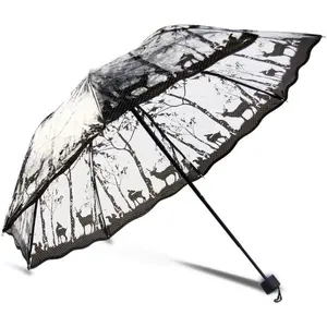 Protable Beautiful Romantic Rainy Rain Custom Foldable Raining Clear Transparent Umbrella