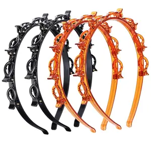 4 Pcs Headband with Clips Bangs Hairstyle Hairpin Headband Professional Weave Bangs Hairstyle Halloween Hairpin Clip Headbands Fashion Bang Clip Toothed Headbands Braid Tool for Women Christmas