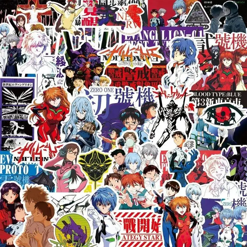 2026 hot item 70/75PCS Black and White Sketch Neon Genesis Evangelion Stickers Classic Anime Decals for Notebook Skateboard Bike Sticker Popular stickers
